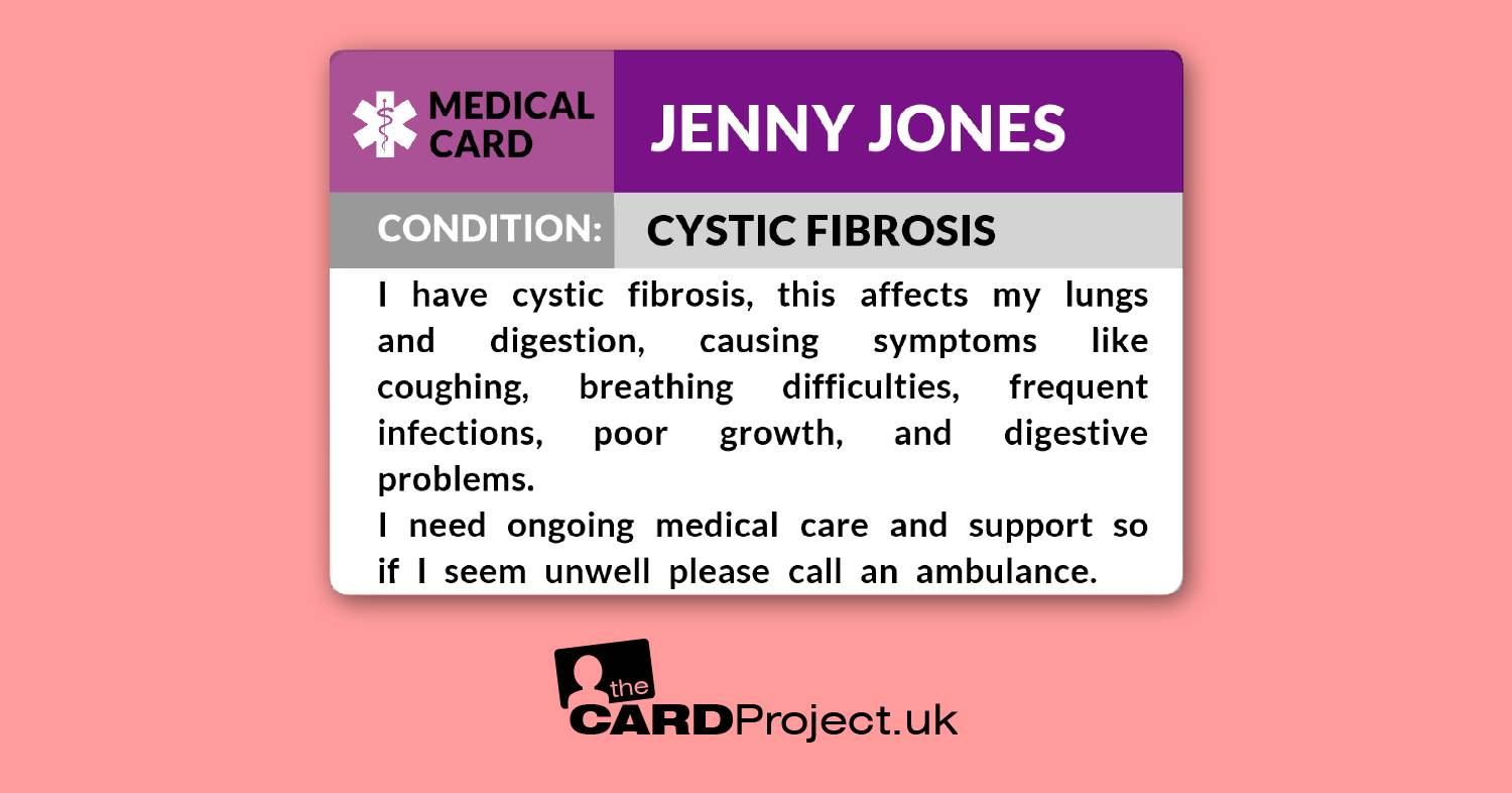 Cystic Fibrosis (CF) Awareness Medical ID Alert Card  (FRONT)